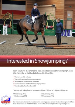 British Showjumping Training at Oaklands College, Herts.
